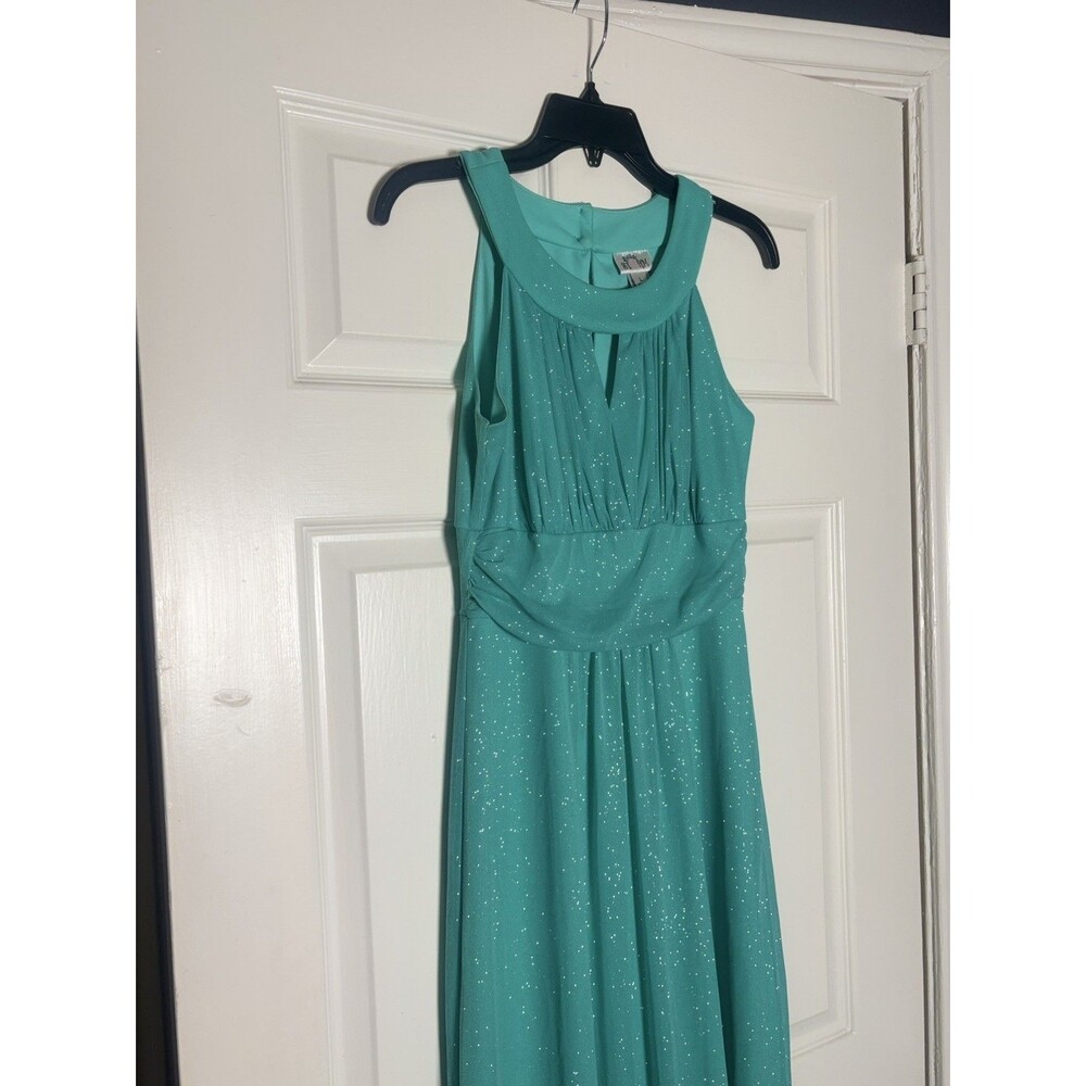 Sweet Storm Mint Green Glitter Maxi Dress Prom Formal Party Sleeveless SZ Large - Picture 8 of 16